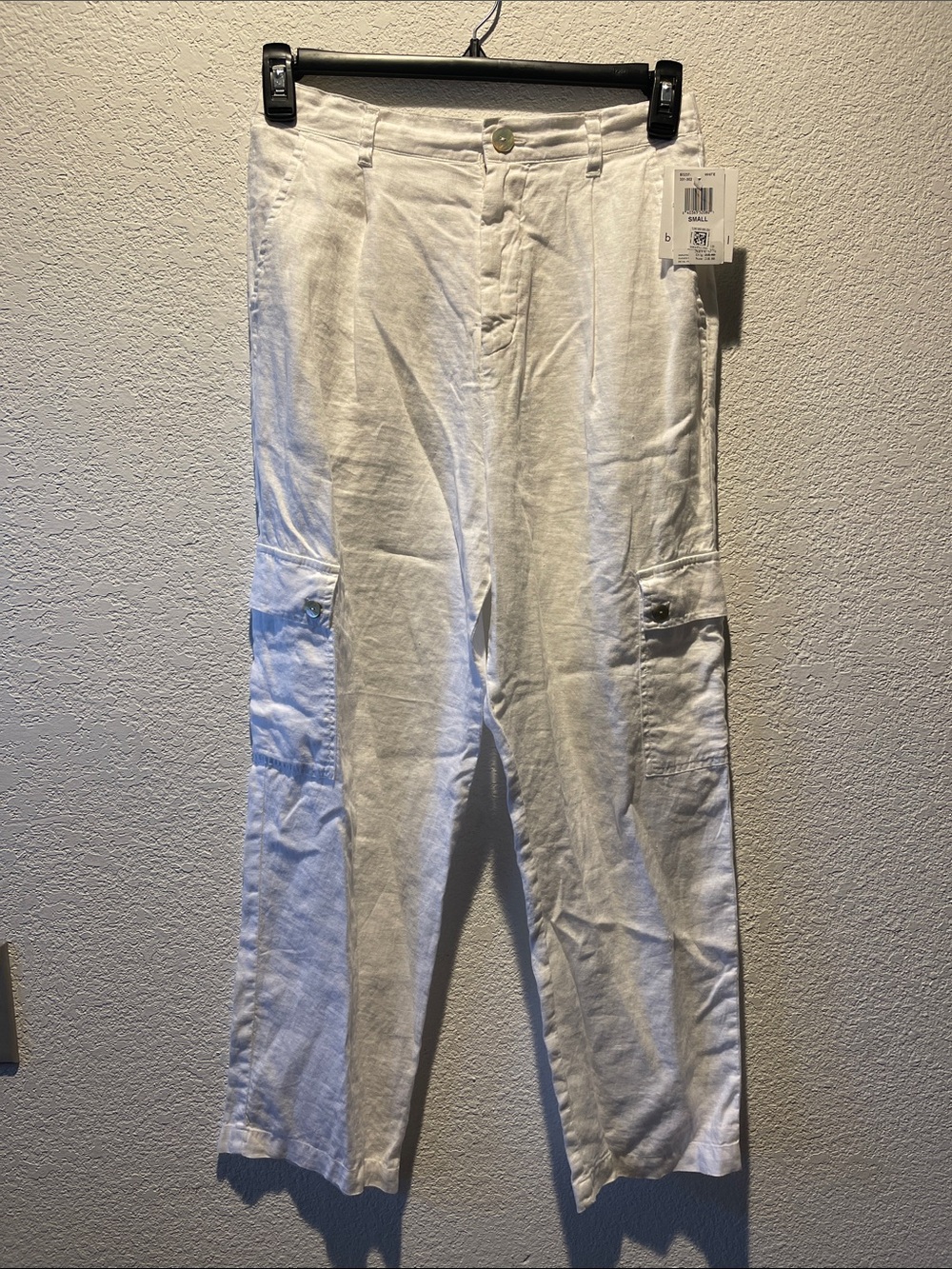NEW - BELLA DAHL PLEATED LINEN CARGO TROUSERS WHITE, Small - Picture 4 of 12